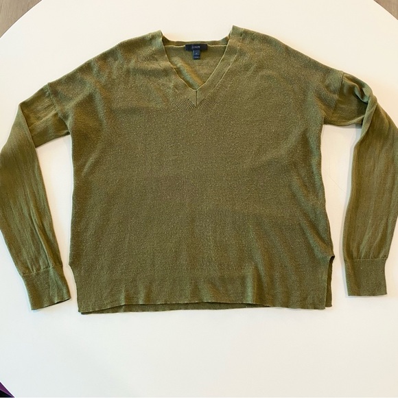 J. Crew V-Neck Sweater Merino Wool & Cotton Blend - Picture 2 of 7